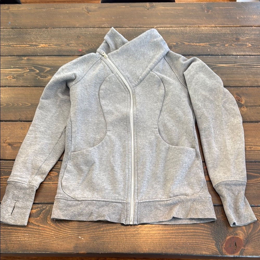 Gray Asymmetrical Zip Jacket